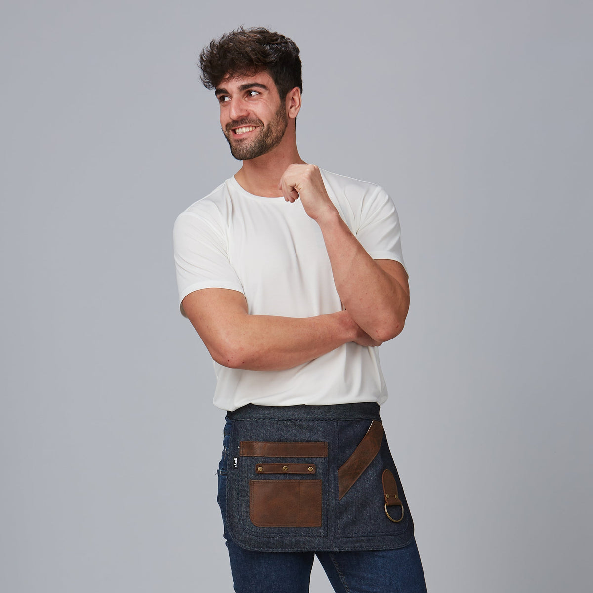 DELANTAL CORTO VAQUERO Y PIEL 30X42 CM - Gary's