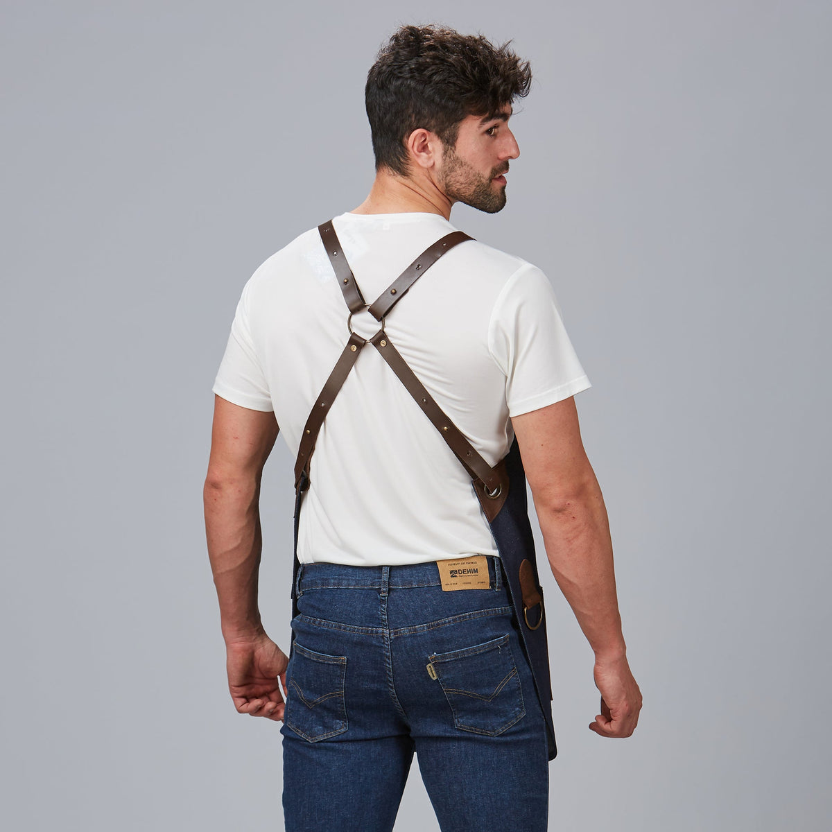 DELANTAL PETO VAQUERO Y PIEL 73X68 CM - Gary's