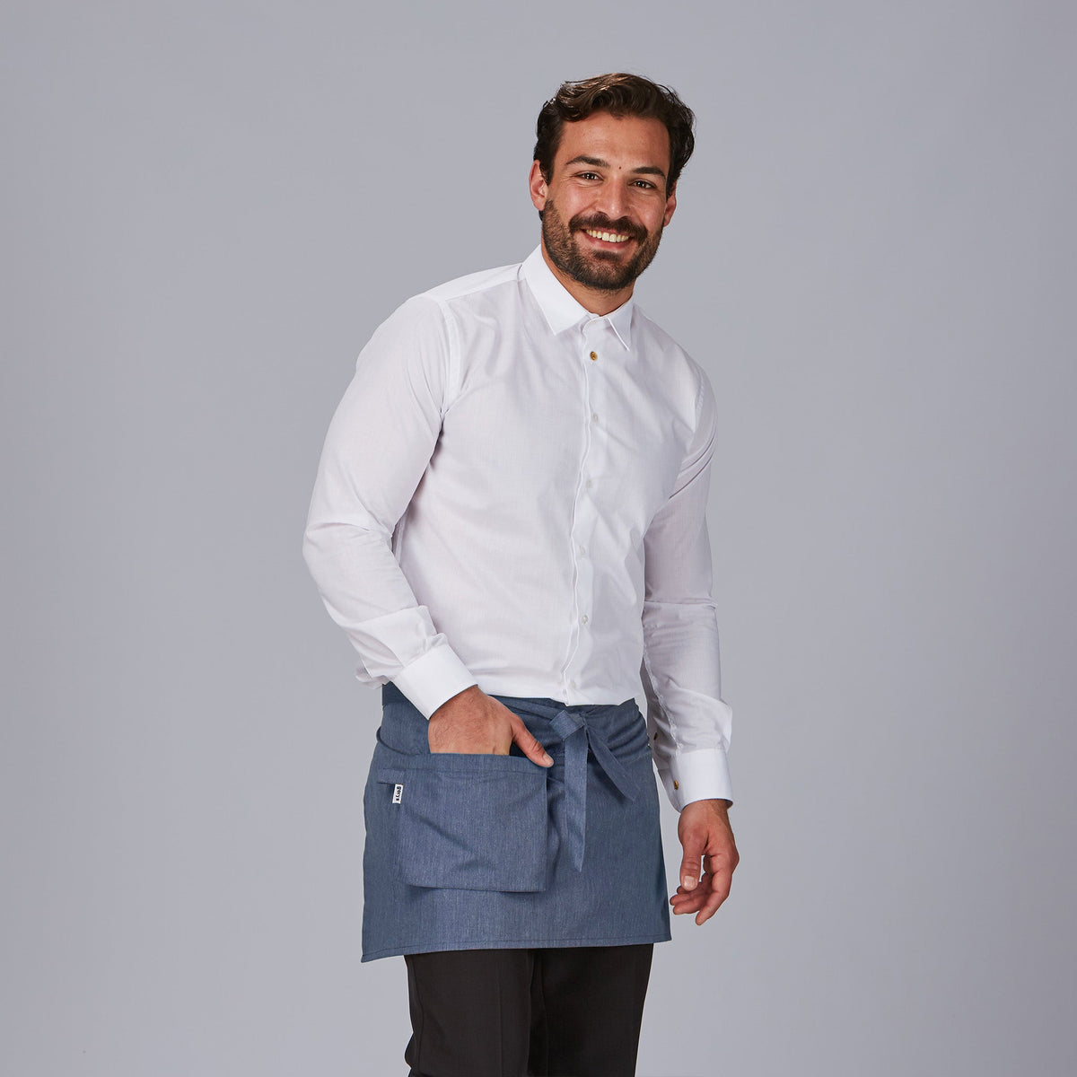 DELANTAL CORTO BOLSILLO CARTERA SARGA RECICLADA 35X67 CM - Gary's