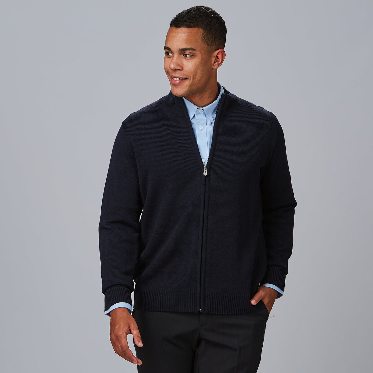 CARDIGAN HOMBRE PUNTO GRUESO CON CREMALLERA