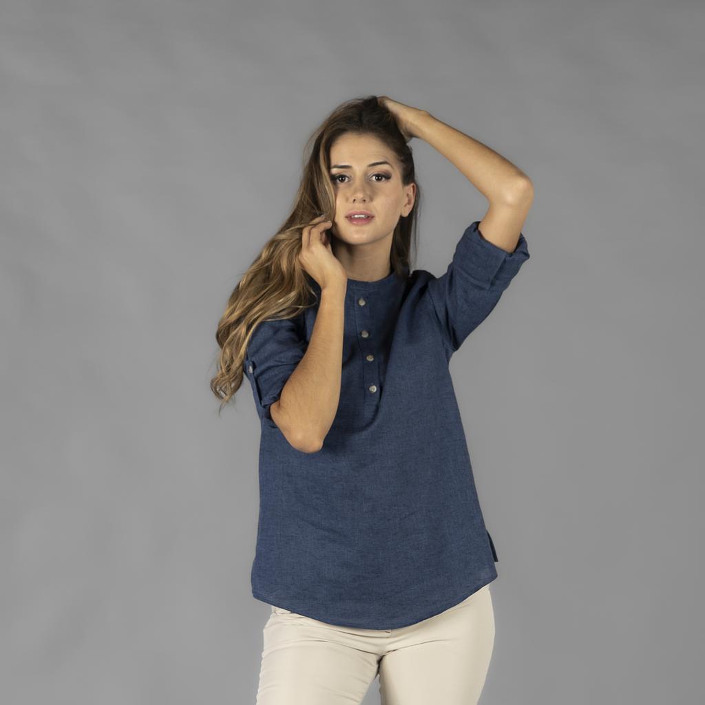 CAMISA MUJER LINO/COTTON CUELLO MAO KAULA - Gary's