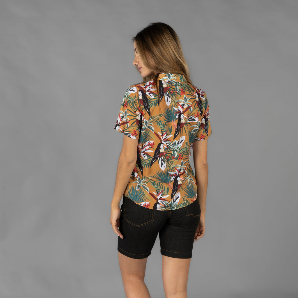 CAMISA MUJER CUELLO SOLAPA HAWAIANA - Gary's