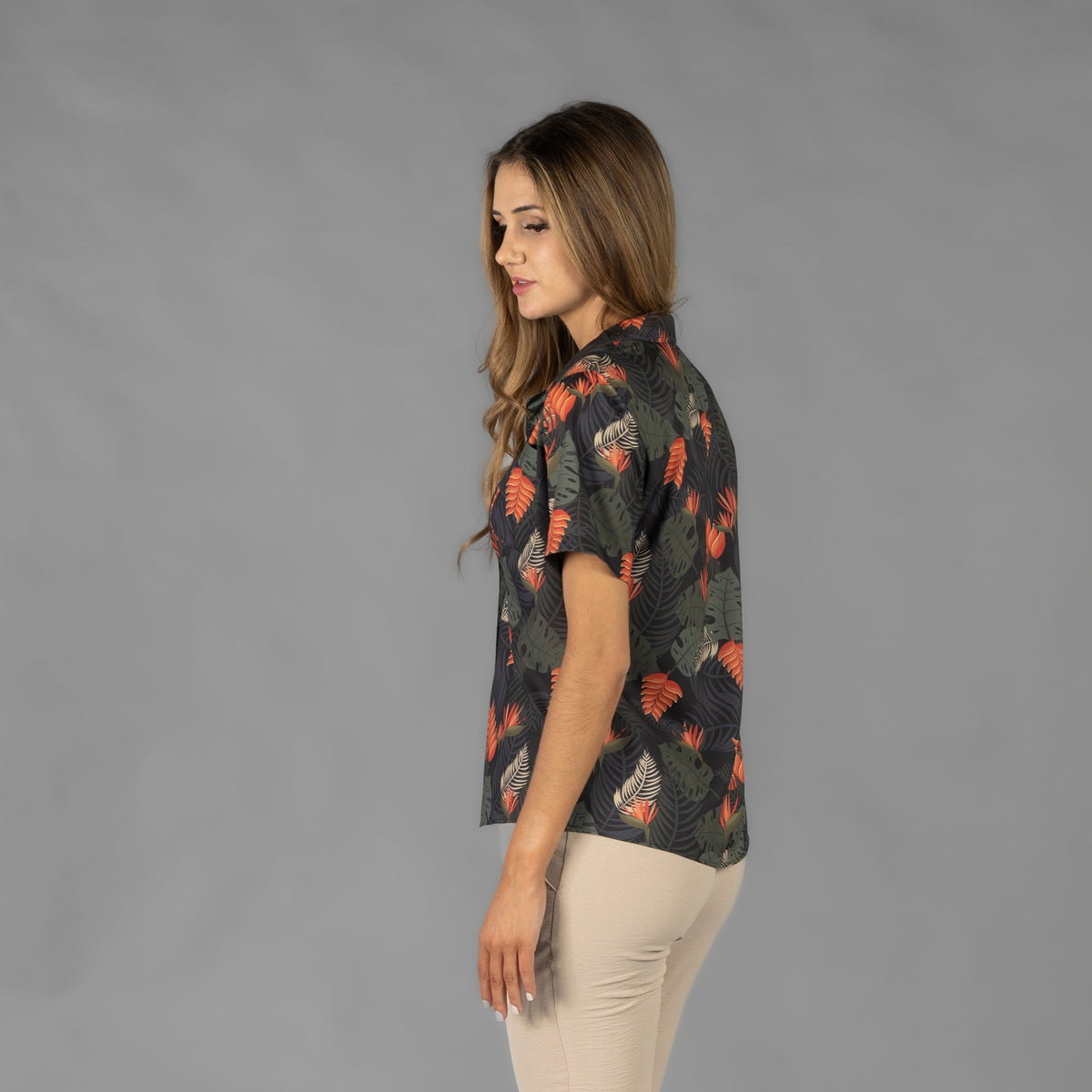 CAMISA MUJER CUELLO SOLAPA HAWAIANA - Gary's