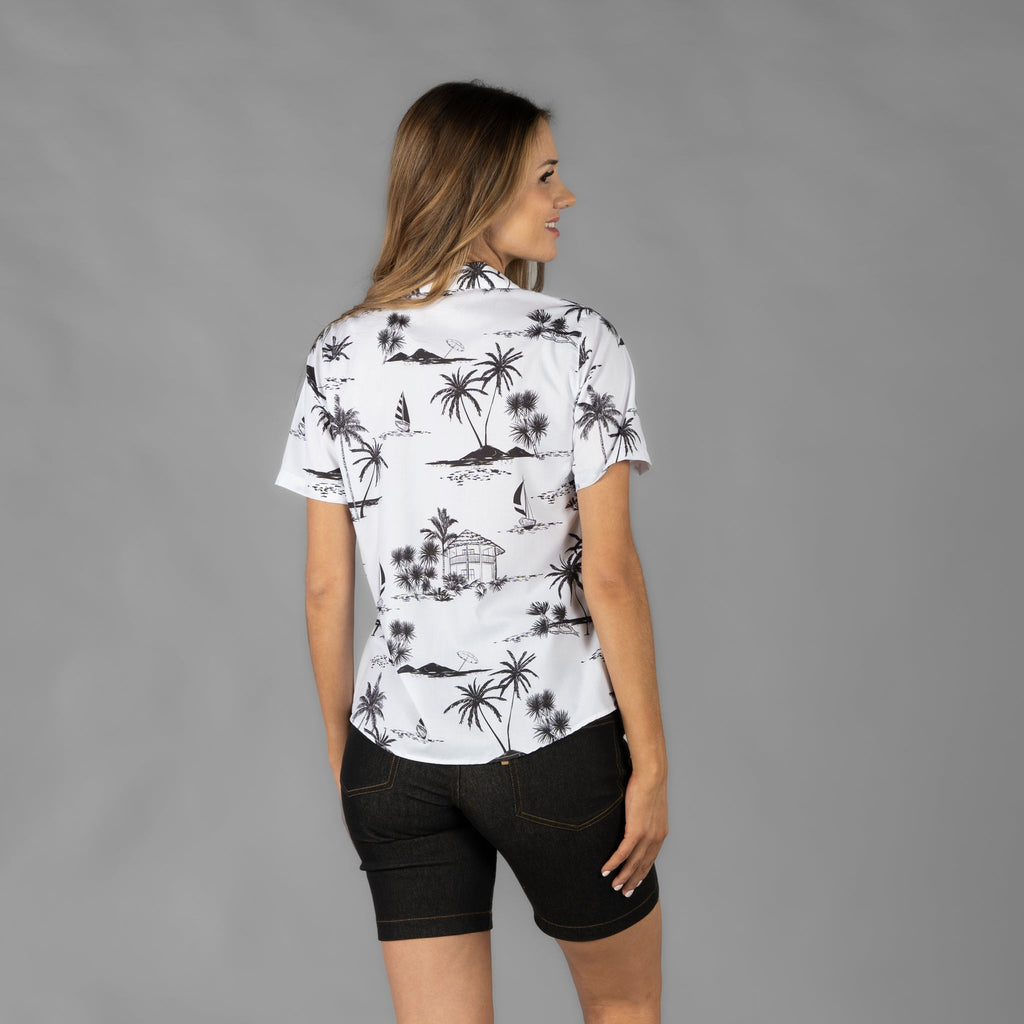 CAMISA MUJER CUELLO SOLAPA HAWAIANA - Gary's
