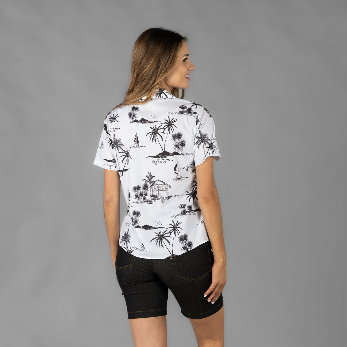 CAMISA MUJER CUELLO SOLAPA HAWAIANA - Gary's