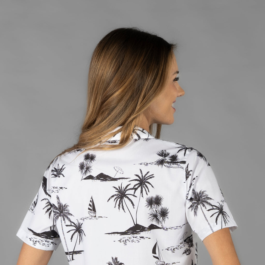 CAMISA MUJER CUELLO SOLAPA HAWAIANA - Gary's