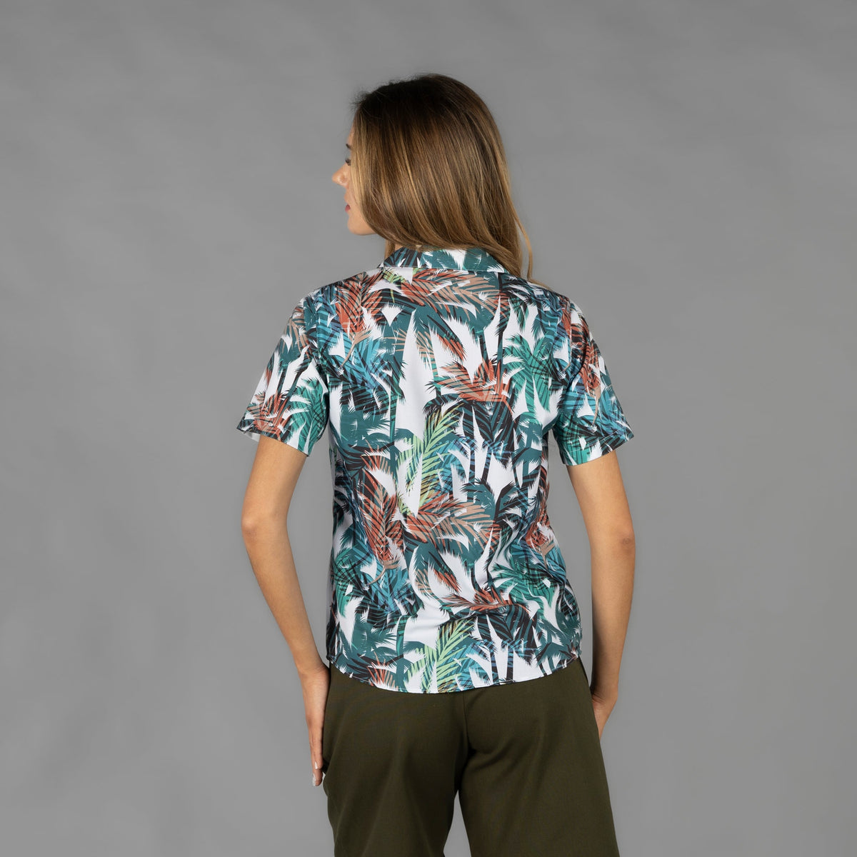 CAMISA MUJER CUELLO SOLAPA HAWAIANA - Gary's