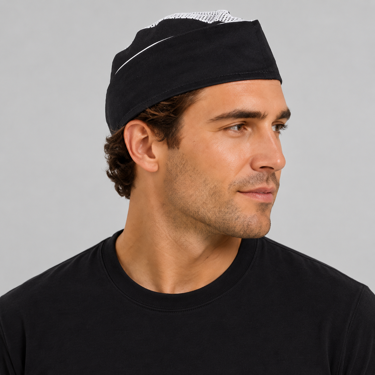 GORRO NEGRO O BURDEOS RIBETEADO (PAQ. 6 UNDS)