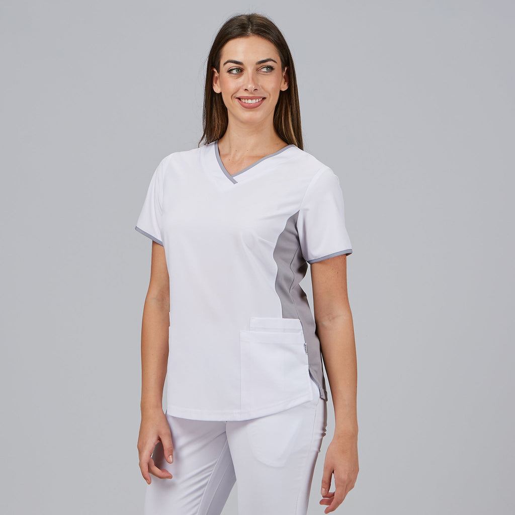 BLUSA MUJER ESCOTE PICO COMBINADA M/C CLEO - Gary's