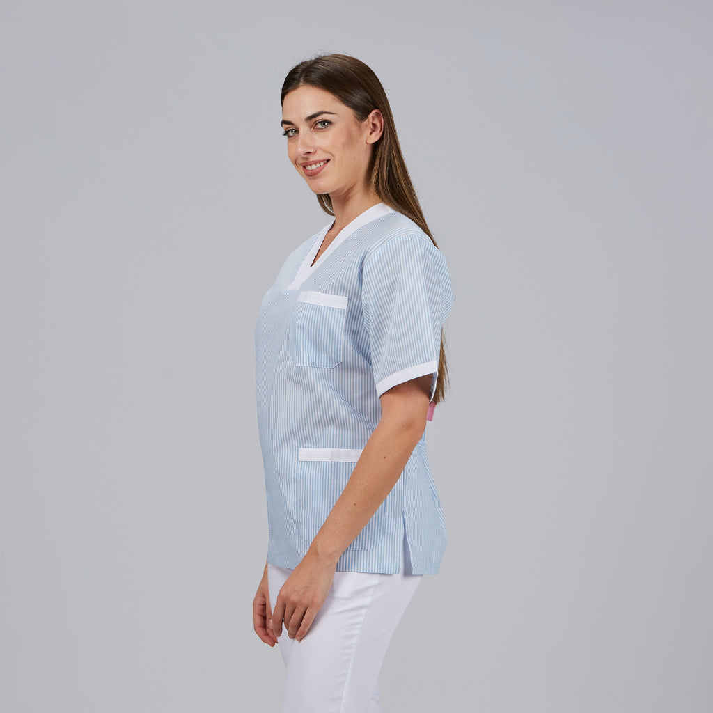 BLUSA SANITARIO UNISEX PICO VICHY COMBINADA - Gary's