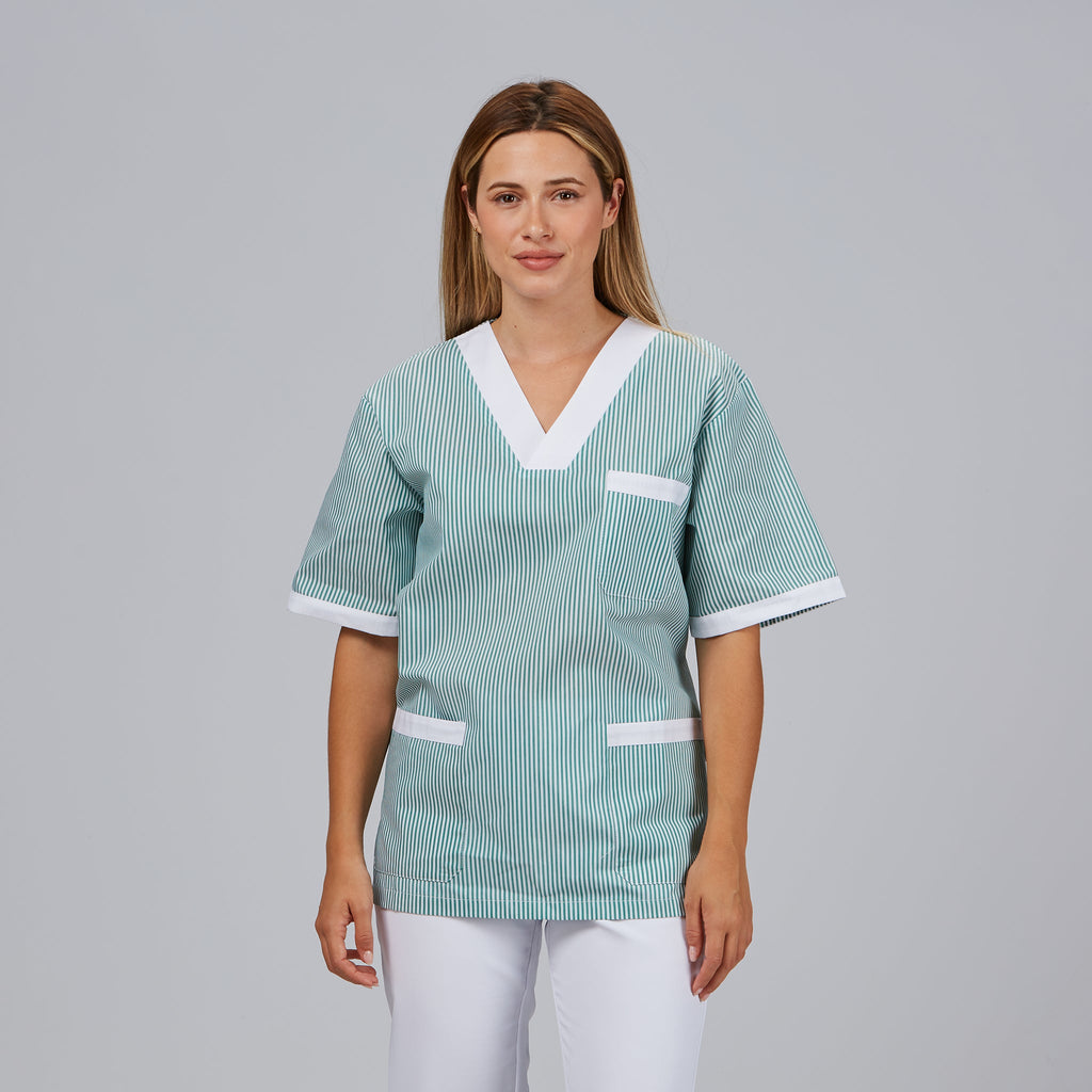 BLUSA SANITARIO UNISEX PICO VICHY COMBINADA - Gary's