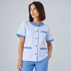 BLUSA SANITARIO UNISEX ABOTONADA VICHY COMBINADA