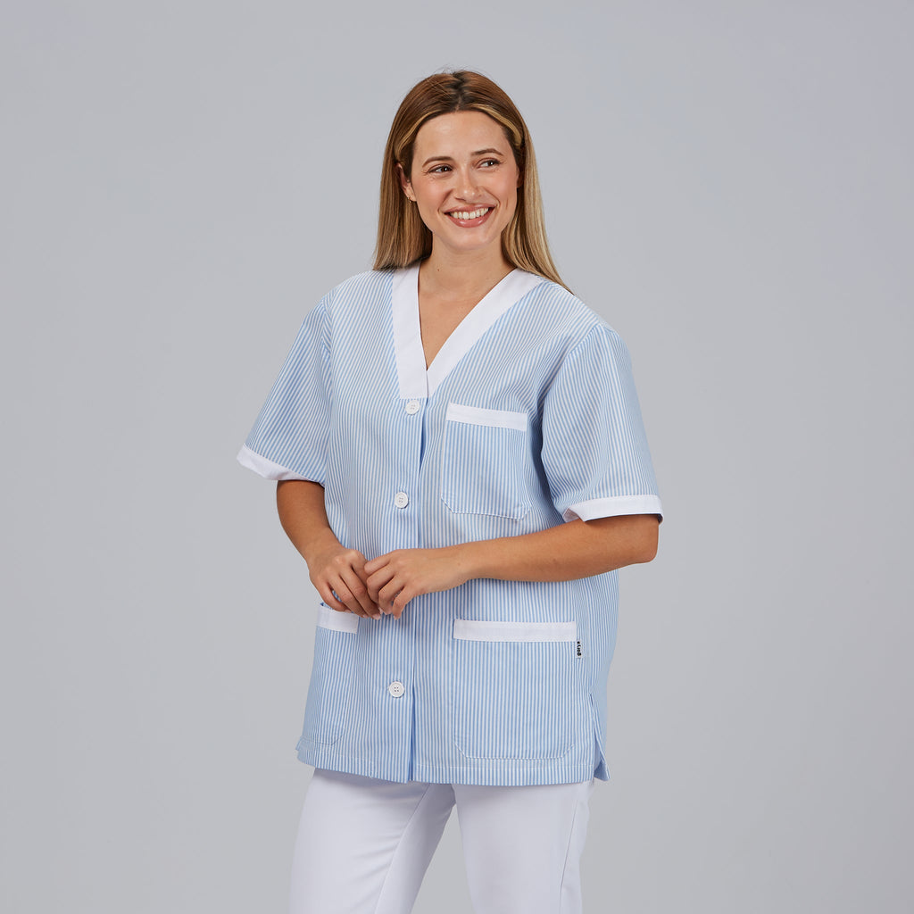 BLUSA SANITARIO UNISEX PICO ABIERTO VICHY COMBINADA - Gary's