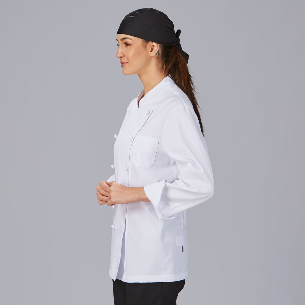 CHAQUETA COCINA UNISEX BOTON FORRADO M/L BLANCA - Gary's
