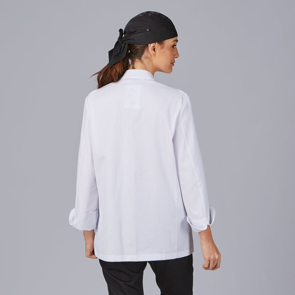 CHAQUETA COCINA UNISEX BOTON FORRADO M/L BLANCA - Gary's