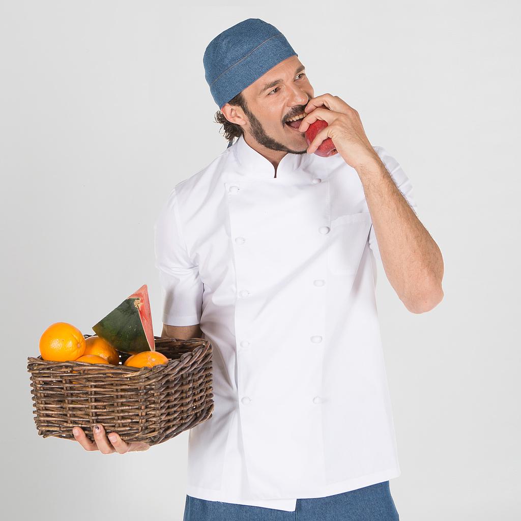 CHAQUETA COCINA UNISEX BOTON FORRADO M/C BLANCA - Gary's