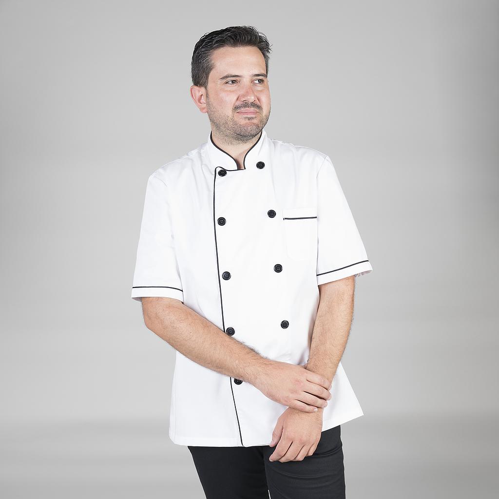 CHAQUETA COCINA UNISEX M/C BLANCA VIVO COLOR - Gary's