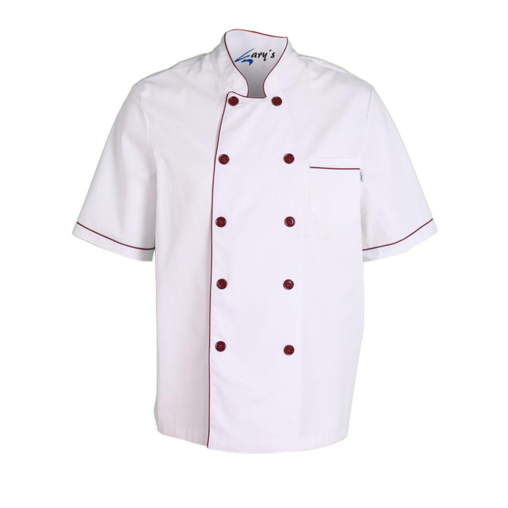 CHAQUETA COCINA UNISEX M/C BLANCA VIVO COLOR - Gary's