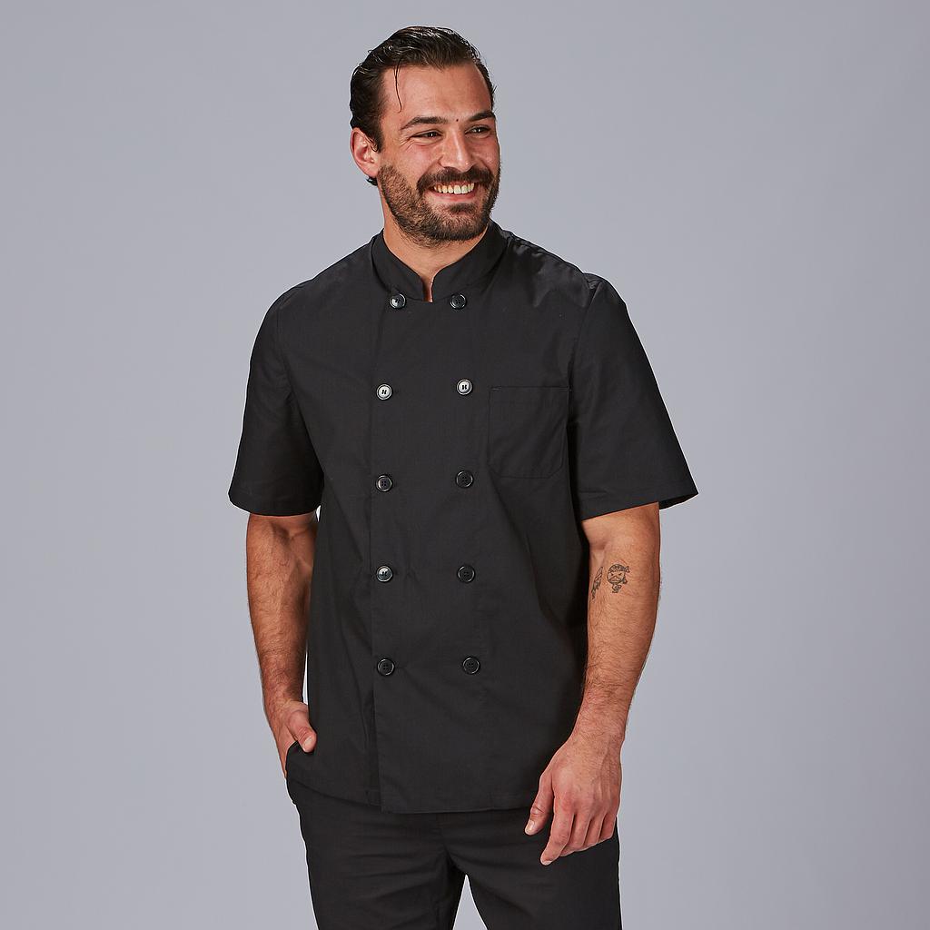 CHAQUETA COCINA UNISEX POPELIN FINO NEGRO M/C - Gary's