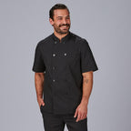 CHAQUETA COCINA UNISEX POPELIN FINO NEGRO M/C - Gary's