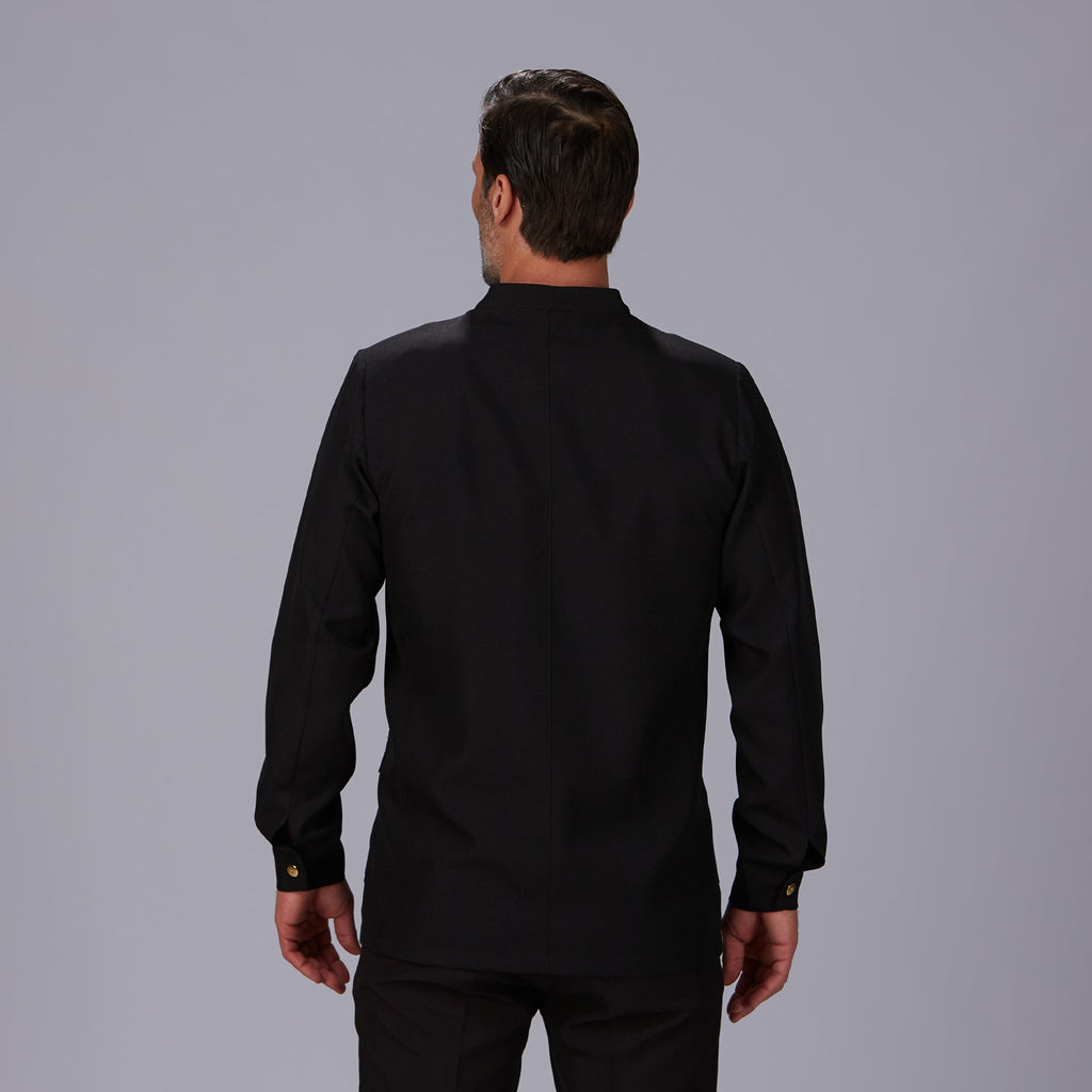 CHAQUETA HOMBRE MAO NEGRA BOTON DORADO - Gary's