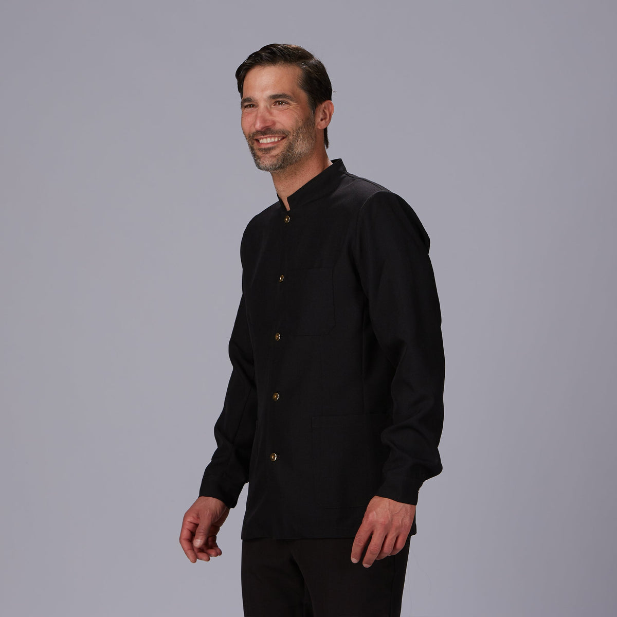 CHAQUETA HOMBRE MAO NEGRA BOTON DORADO - Gary's