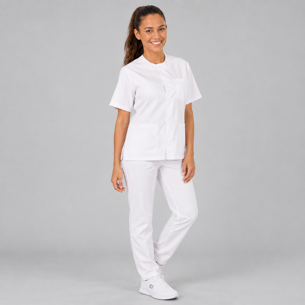 CONJUNTO UNISEX ABOTONADO SARGA BLANCA